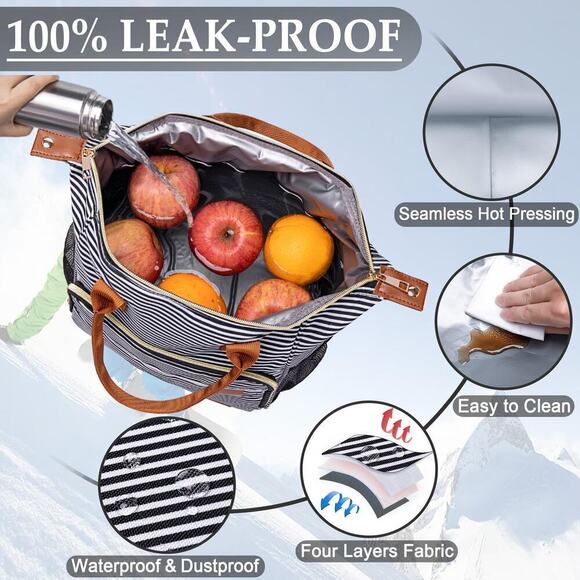 Insulated Lunch Bag - Large Portable Cooler Lunch Box- Tote Lunch Bag Organizer - Picture 5 of 6